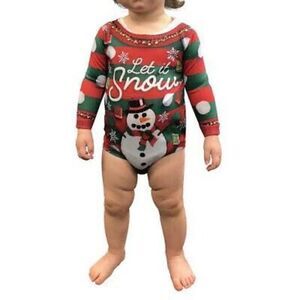 NWT Faux Real Baby Christmas “Let it Snow” Long Sleeve Soft Onesie 12 Months